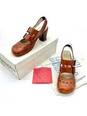 John Fluevog Brown Operetta Fiorenza Mary Jane Heels Brown Sz 8